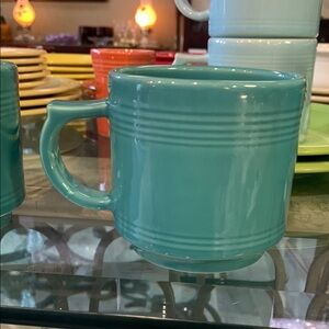 Fiesta Stackable Turquoise Ceramic Mug with Comfortable Handle